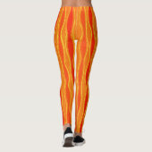 Oranje en Gele Wavy Stripe Art Leggings (Achterkant)