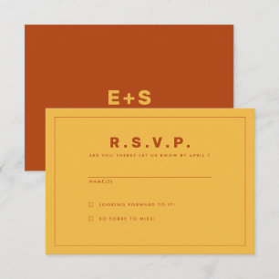 Oranje en gele Wes Anderson geïnspireerde RSVP-kaa Kaart