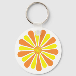 Oranje en gele zonnebloemen sleutelhangers