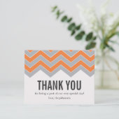 Oranje en grijs design bruiloft bedankkaart (Staand voorkant)