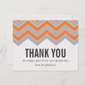 Oranje en grijs design bruiloft bedankkaart (Voorkant / Achterkant)