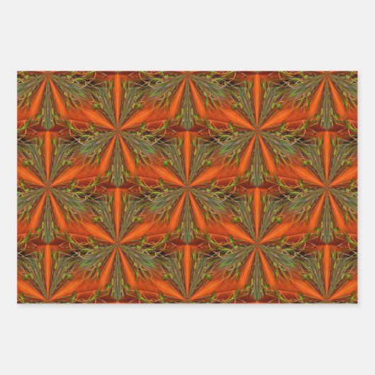 Oranje en groen abstract ontwerp inpakpapier vel (Voorkant)