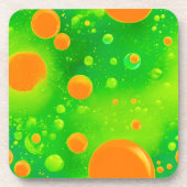 Oranje en groene bubbel Abstracte kunst Bier Onderzetter (Voorkant)