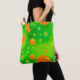 Oranje en groene bubbel Abstracte kunst Draagtas