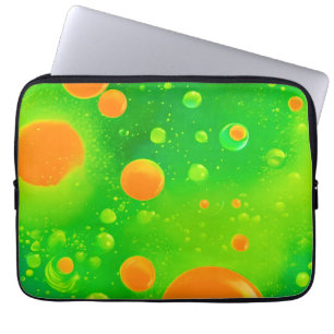 Oranje en groene bubbel Abstracte kunst Laptop Sleeve