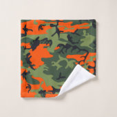 Oranje en groene camouflage, leger, leger bad handdoek (Wasdoekje)