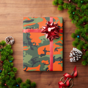 Oranje en groene camouflage, leger, leger cadeaupapier