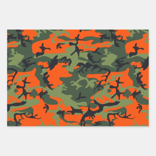 Oranje en groene camouflage, leger, leger inpakpapier vel (Voorkant 3)