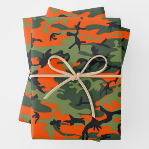 Oranje en groene camouflage, leger, leger inpakpapier vel
