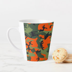Oranje en groene camouflage, leger, leger latte mok