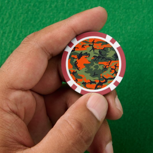 Oranje en groene camouflage, leger, leger poker chips (Hand)