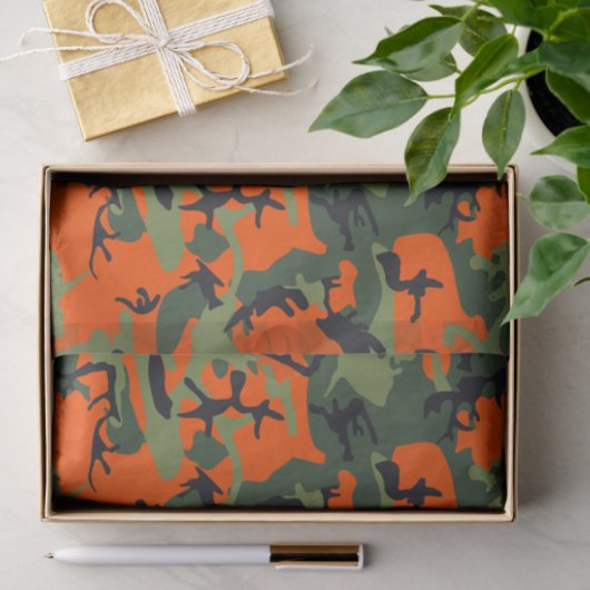 Oranje en groene camouflage, leger, leger tissuepapier (Geschenk)