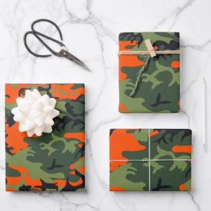 Oranje en groene camouflage, militair, leger inpakpapier vel