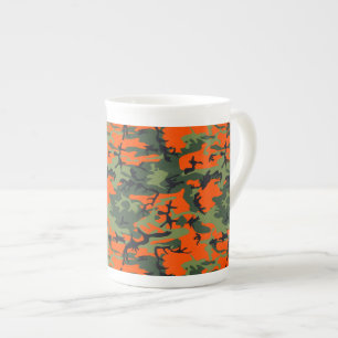 Oranje en groene camouflage, militair, leger porselein kop