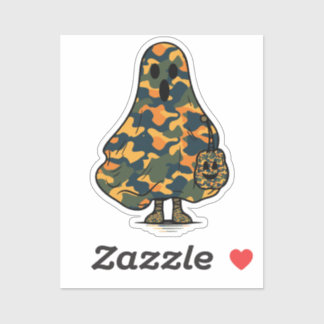 Oranje en groene camouflage spook en pompoen sticker