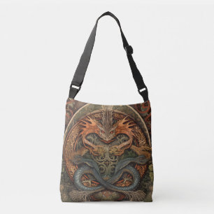 Oranje en groene Chinese Dragon Tattoo Crossbody Tas