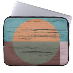Oranje en groene cirkel laptop sleeve