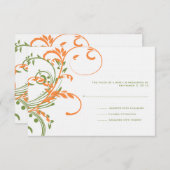 Oranje en groene dubbelbloemige bruiloft RSVP (Voorkant / Achterkant)