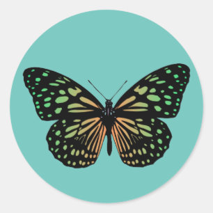 Oranje En Groene Gevlekte Vlinder Ronde Sticker