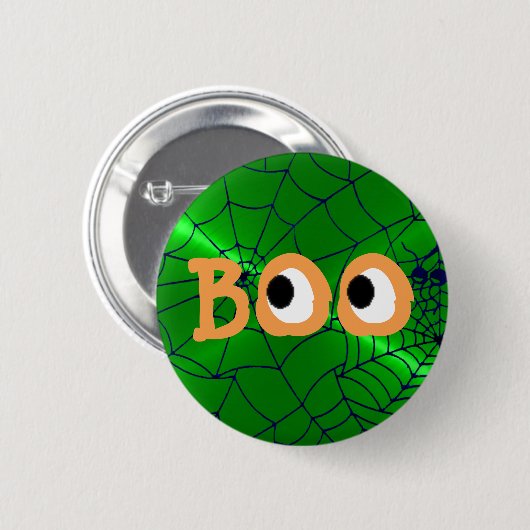 Oranje en groene Halloween Boo Eyeballs Button (Voorkant /achterkant)