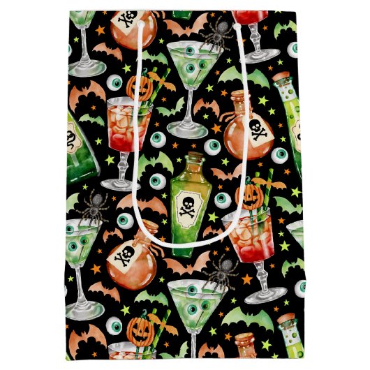 Oranje en groene Halloween cocktails en drankjes Medium Cadeauzakje (Achterkant)