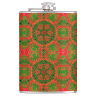 Oranje en groene Kaleidoscoop Hip Flask Heupfles