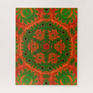 Oranje en groene Kaleidoscoop Jigzaag Puzzle Legpuzzel