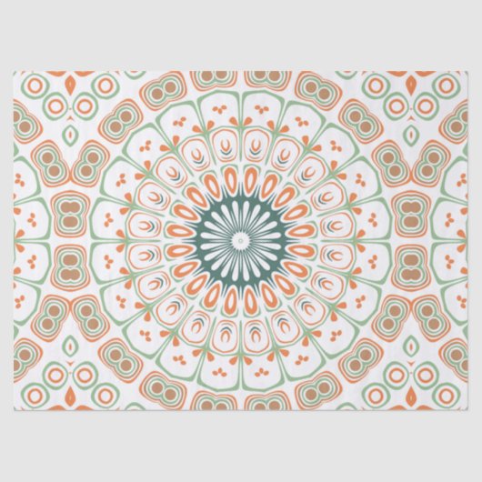 Oranje en groene mandala tissuepapier (Voorkant)