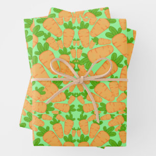 Oranje en groene wortelen inpakpapier vel