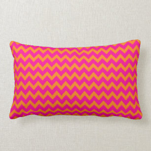 Oranje en heet roze Chevron patroon Kussen