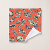 Oranje en Navy Dinosaur Skulls Bad Handdoek (Wasdoekje)
