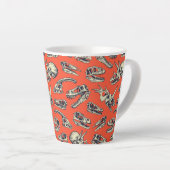 Oranje en Navy Dinosaur Skulls Latte Mok (Rechterhoek)