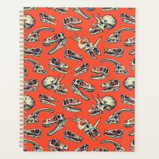 Oranje en Navy Dinosaur Skulls Planner (Voorkant)