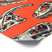 Oranje en Navy Dinosaur Skulls Poster (Hoek)