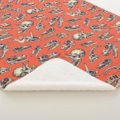 Oranje en Navy Dinosaur Skulls Sherpa Deken (3/4)