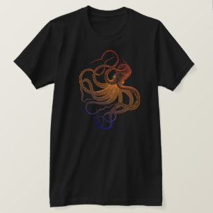 Oranje en octopus  illustratie t-shirt