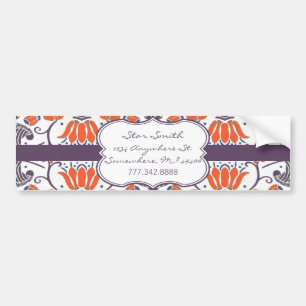  Oranje en Paars Floral BumperSticker