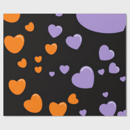 oranje en paars hart patroon cadeaupapier
