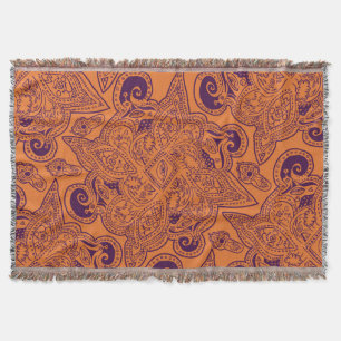 Oranje en Paars Perzisch Star Mandala Pattern Deken