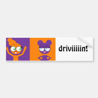 oranje en paarse bumpersticker