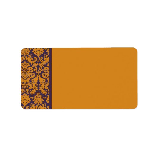 Oranje en Paarse Damask Adres Label Blank (Voorkant)