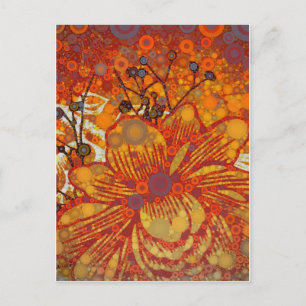 Oranje en Paarse Floral Moderne Pop kunst Briefkaart