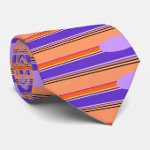 Oranje en Paarse Gestreept Stropdas (Opgerold)