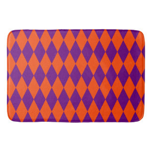 Oranje en paarse Harlekijn geruite ontwerp Badmat