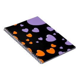 oranje en paarse harten polka stippen notitieboek