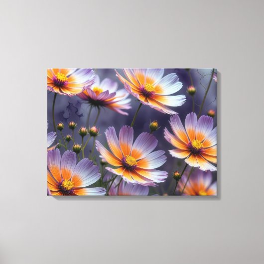 Oranje en Paarse kosmos Abstract Canvas Afdruk (Voorkant)