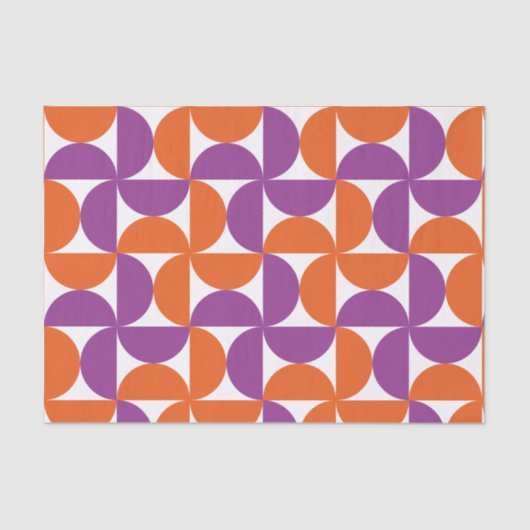 Oranje en Paarse Mid Century Modern Pattern Tissuepapier (Voorkant)