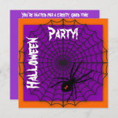 Oranje en Paarse spin Web Halloween-uitnodigingen Kaart (Voorkant / Achterkant)