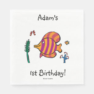 Oranje en Paarse tropische vissen met zeepaarden Servetten