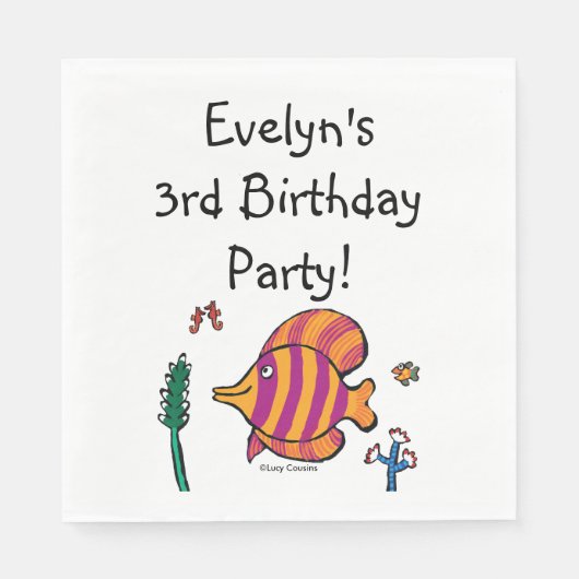 Oranje en Paarse tropische vissen met zeepaarden Servetten (Voorkant)